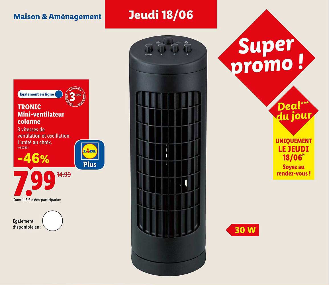 TRONIC Mini-ventilateur colonne