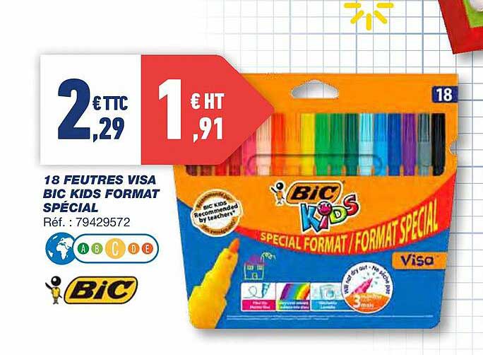 18 feutres visa bic kids format spécial bic