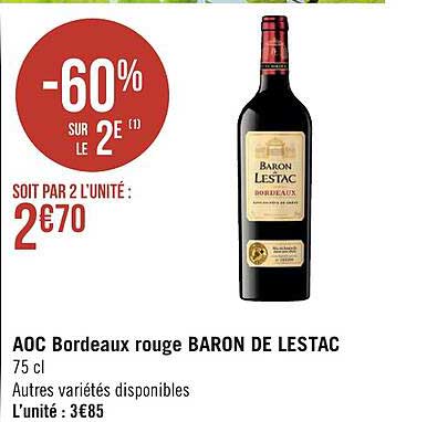 Aoc Bordeaux Rouge Baron De Lestac