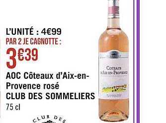 aoc côteaux d'aix-en-provence rosé club des sommeliers