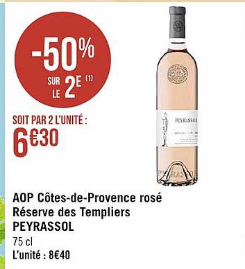 aop côtes-de-provence rosé réserve des templiers peyrassol