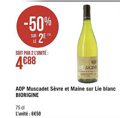 aop muscadet sèvre et maine sur lie blanc biorigine