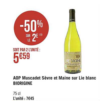 aop muscadet sèvre et maine sur lie blanc biorigine