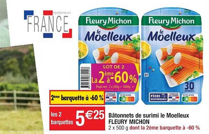 bâtonnets de surimi le moelleux fleury michon 2ème barquette à -60%