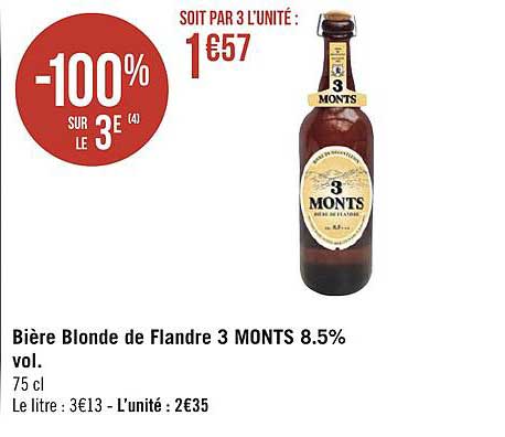 bière blonde de flandre 3 monts 8.5% vol.