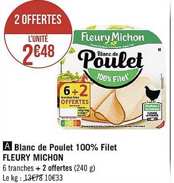 blanc de poulet 100% filet fleury michon