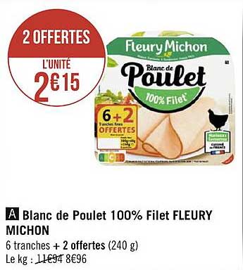 blanc de poulet 100% filet fleury michon