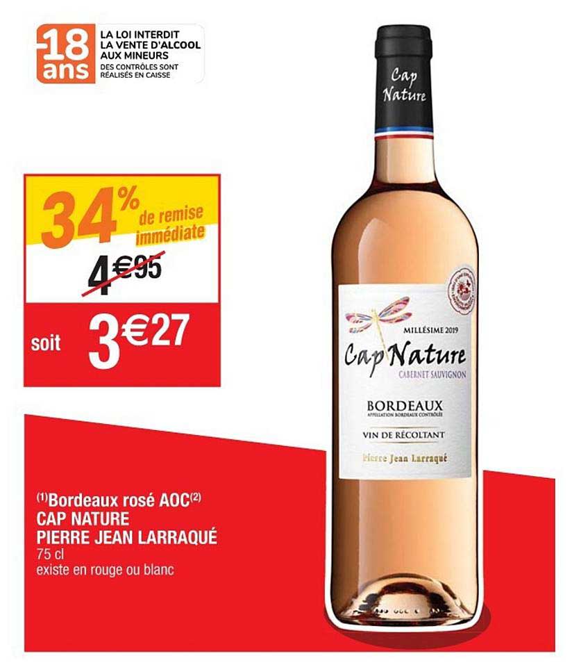 bordeaux rosé aoc cap nature pierre jean larraqué 34% de remise immédiate
