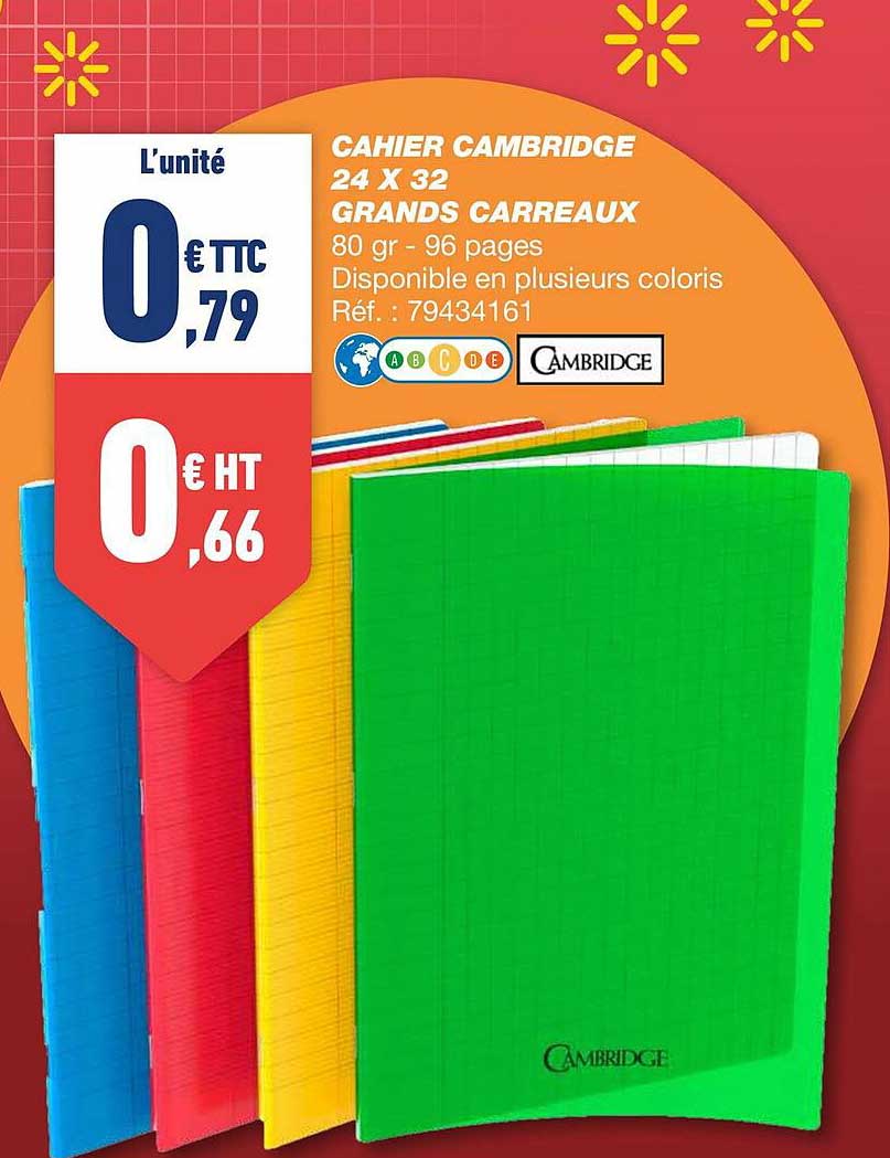 cahier cambridge 24 x 32 grands carreaux cambridge