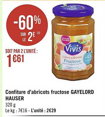 confiture d'abricots fructose gayelord hauser