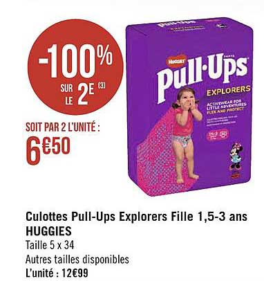 culottes pull-ups explorers fille 1,5-3 ans huggies