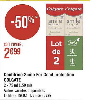 Dentifrice Smile For Good Protection Colgate