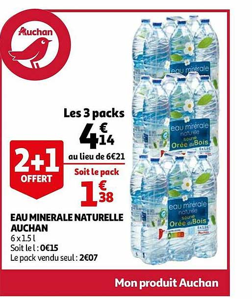 Eau Minerale Naturelle Auchan 2+1 Offert