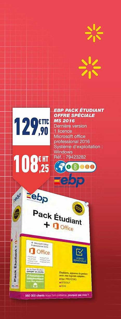 Ebp Pack étudiant Offre Spéciale Ms 2016