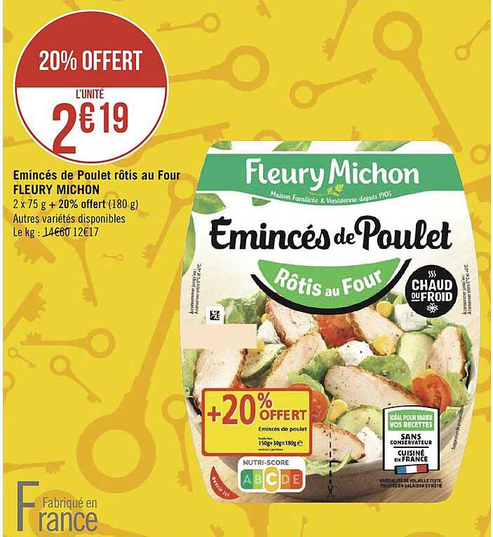 émincés de poulet rôtis au four fleury michon