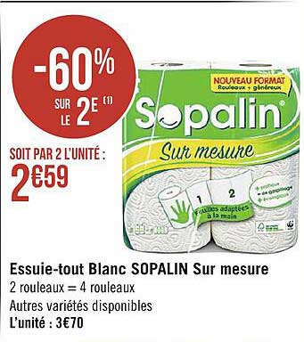 essuie-tout blanc sopalin sur mesure