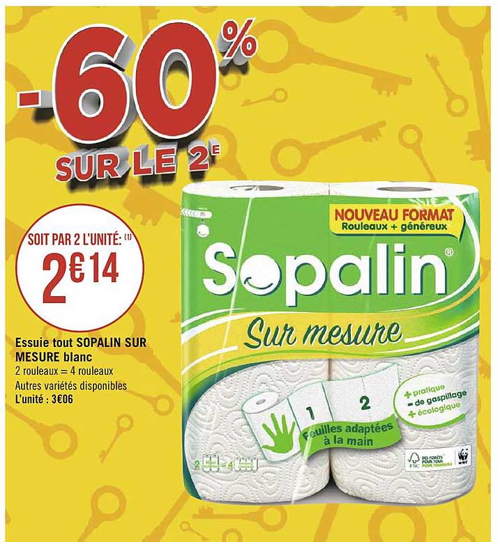 essuie tout sopalin sur mesure blanc