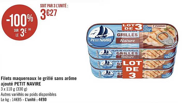 Filets Maquereaux Le Grillé Sans Arôme Ajouté Petit Navire