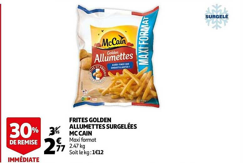 frites golden allumettes surgelées mc cain 30% de remise