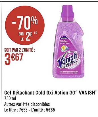 gel détachant gold oxi action 30° vanish