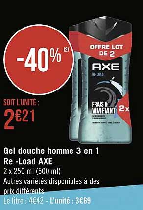 gel douche homme 3 en 1 re-load axe