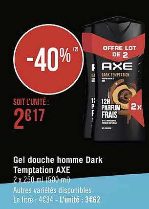 gel douche homme dark temptation axe