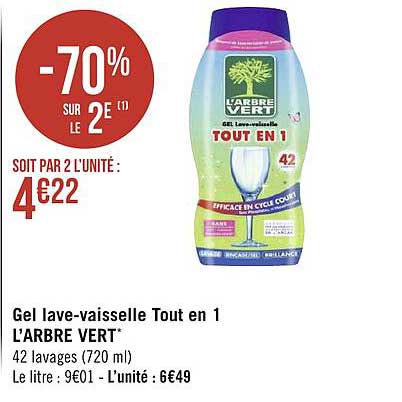 gel lave-vaisselle tout en 1 l'arbre vert