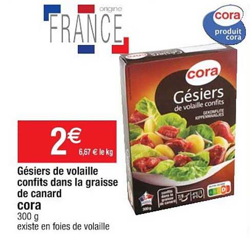 gésiers de volaille confits dans la graisse de canard cora