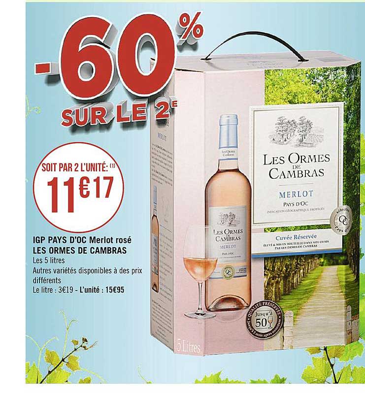 igp pays d'oc merlot rosé les ormes de cambras
