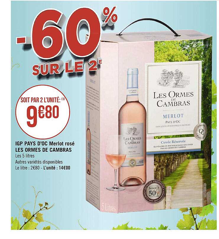 Igp Pays D'oc Merlot Rosé Les Ormes De Cambras