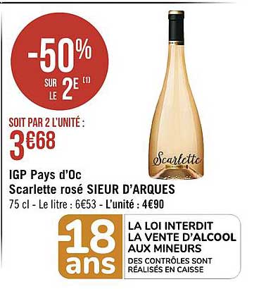 Igp Pays D'oc Scarlette Rosé Sieur D'arques