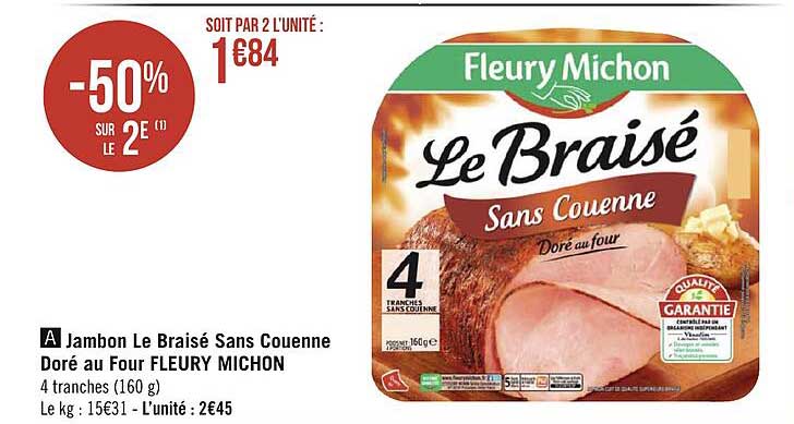 jambon le braisé sans couenne doré au four fleury michon