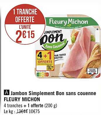 Jambon Simplement Bon Sans Couenne Fleury Michon