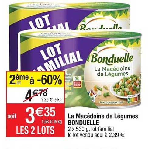La Macédoine De Légumes Bonduelle 2ème Lot à -60%
