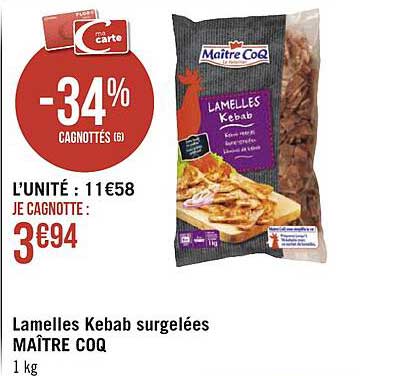 lamelles kebab surgelées maître coq