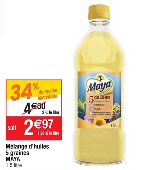 mélange d'huiles 5 graines maya 34% de remise immédiate