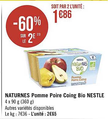 naturnes pomme poire coing bio nestlé