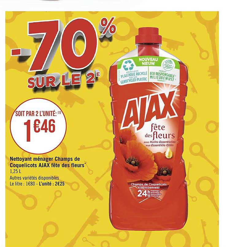 nettoyant ménager champs de coquelicots ajax fête des fleurs