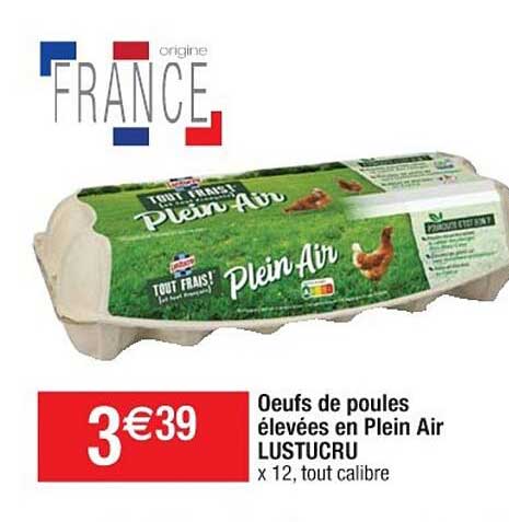 œufs de poules élevées en plein air lustucru