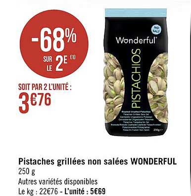 pistaches grillées non salées wonderfum