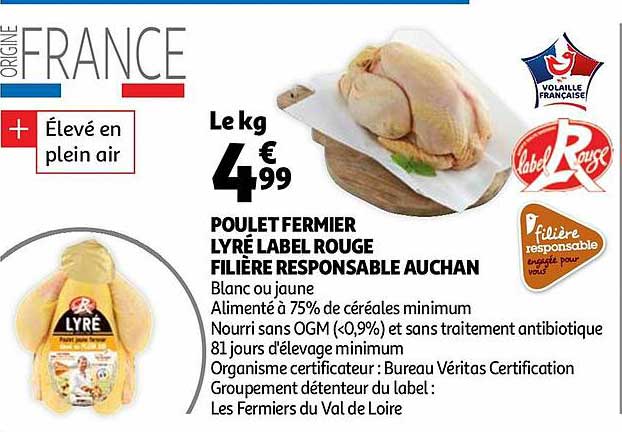 poulet fermier lyré label rouge filière responsable auchan