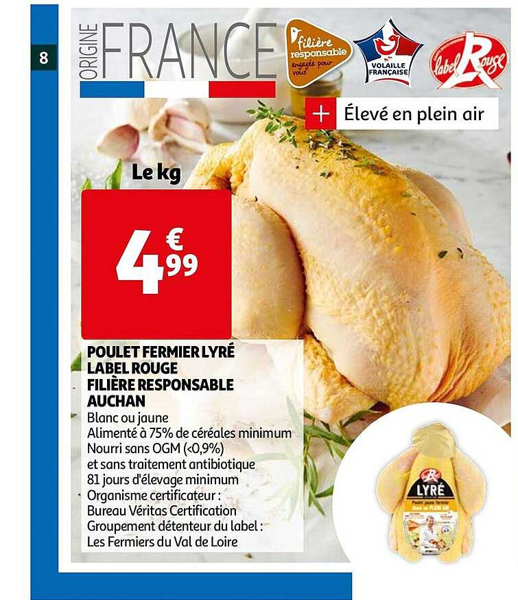 poulet fermier lyré label rouge filière responsable auchan
