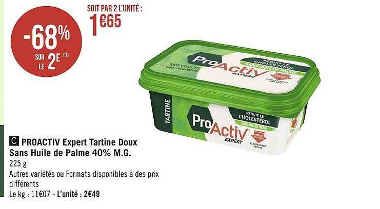 proactiv expert tartine doux sans huile de palme 40% m.g.