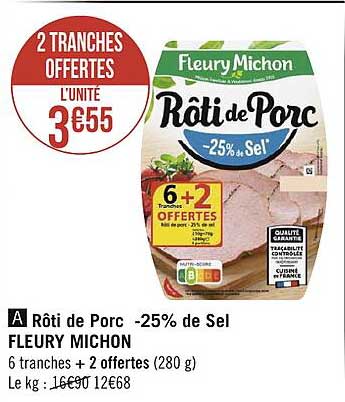 rôti de porc -25% de sel fleury michon