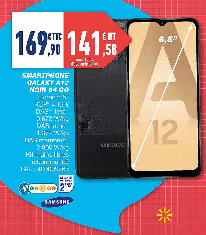 smartphone galaxy a12 noir 64 go