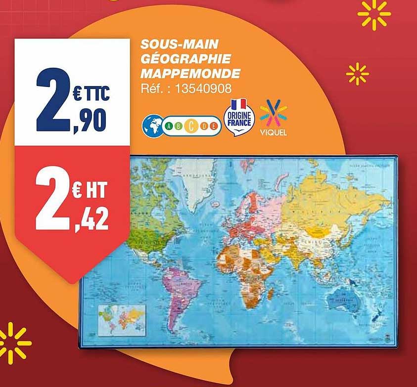 sous-main géographie mappemonde
