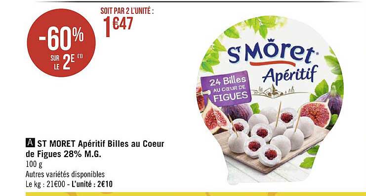 st môret apéritif billes au cœur de figues 28% m.g.