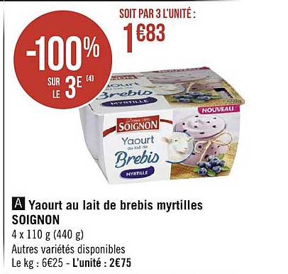 Yaourt Au Lait De Brebis Myrtilles Soignon