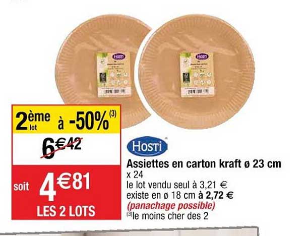 assiettes en carton kraft ø 23 cm hosti
