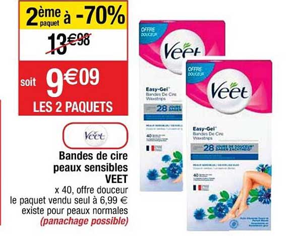 bandes de cire peaux sensibles veet